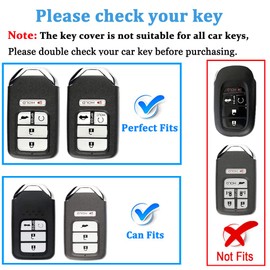 QBUC for Honda Key Fob Cover Case with Keychain for Honda Accord Civic CRV Pilot Odyssey Passport EX-L Smart Remote Ke