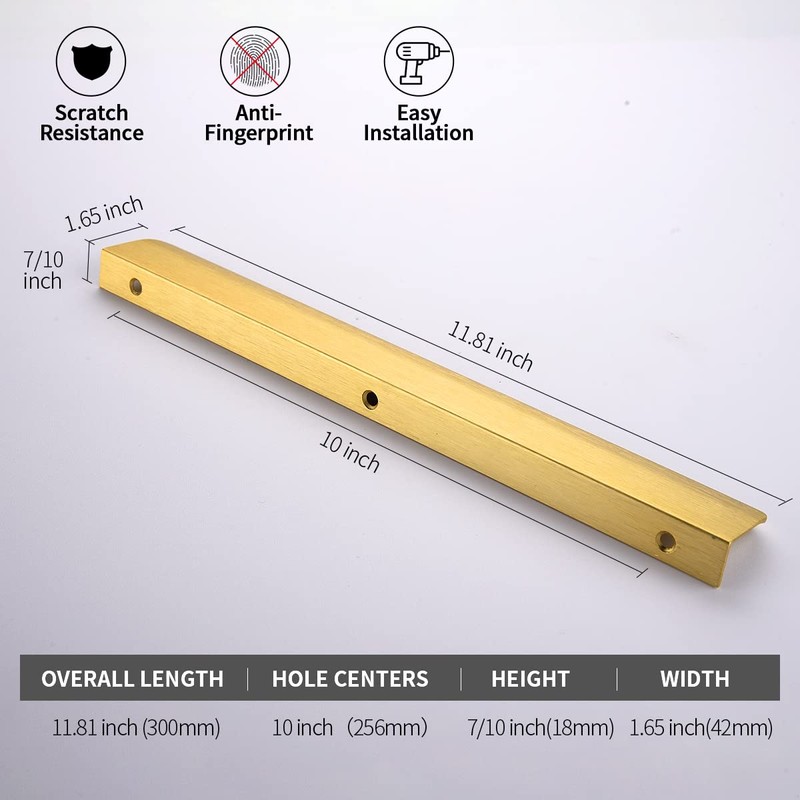 Satanga 10 Pack 10 Inch Hole Center Brushed Brass Cabinet