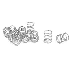 sourcingmap Compression Spring,304 Stainless Steel,12mm OD,1mm Wire Size,15mm Free Length,Silver Tone,10Pcs