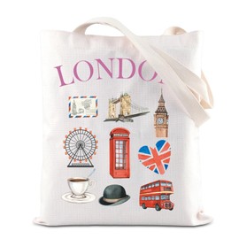 TGBJE London Tote Bag London Trip Vacation Gifts London Travelers Gifts Big Ben Handle Bag British Theme Shopping Bag (C-London tote)