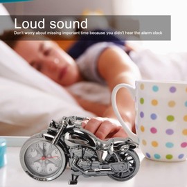 Retro Motorcycle Alarm Clock, Vintage Desk Motorcycle Clock Mini Motorcycle Alarm Clock Classic Motorbike Alarm Clock Desk Shelf Clock for Living Room Car Bedroom Office (168B Dark Gold, Single Color)