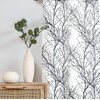 FMFUNCTEX Black Linen Kitchen Curtains, Branch Pattern Tier Window Curtains