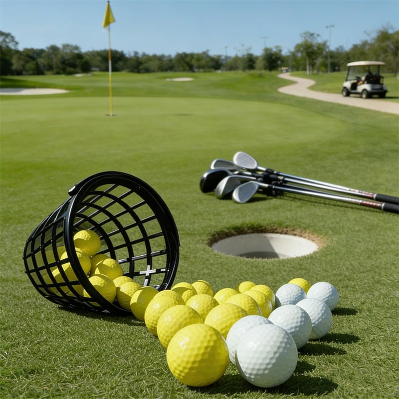 Golf Ball Basket Container Case Bucket with Handle,Holds 50 Balls,Black