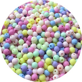 LIMAOLLY 800 Pieces 6mm Acrylic Round Pastel Candy Color Frosted Plastic Spacer Beads for Jewelry Making Earring Bracelet Necklace Home Decoration