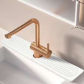 Faucet Mat For Kitchen Sink, 15.7" Diatomite Kitchen Sink Splash Guard, Super Absorbent, Sink Faucet Mat Splash Guard, Faucet Sink Splash Guard For Bathroom Counter (White)