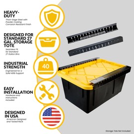 Overhead Bin Rack - Ceiling Mount Overhead Garage Storage Rack | Adjustable Width and Orientation | Heavy Duty Ceiling Bin Storage Rails | Fits Black & Yellow Storage Bins | USA Designed (8 Bins)