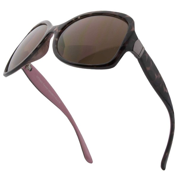 VITENZI Sunglasses with Readers for Women, Reader Sunglass with Bifocals, Oversized, Ferrara in Red 1.50
