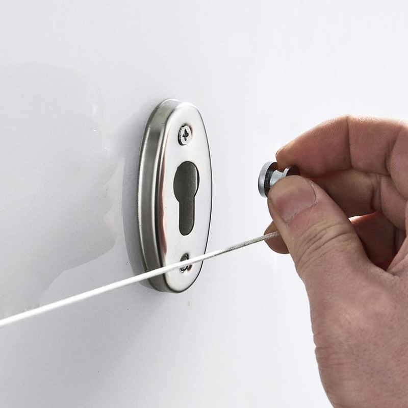 KUNGYO Extendable Washing Line - Wall Mounted Pull Out Stainless