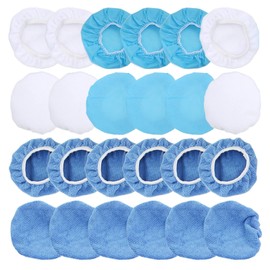 Akozon Polishing Pad Cover, 24 Packs Polishing Hood 6 Inch/150 mm Microfibre Non-Woven Cotton Polishing Pads for Cars, Motorcycles, Boats
