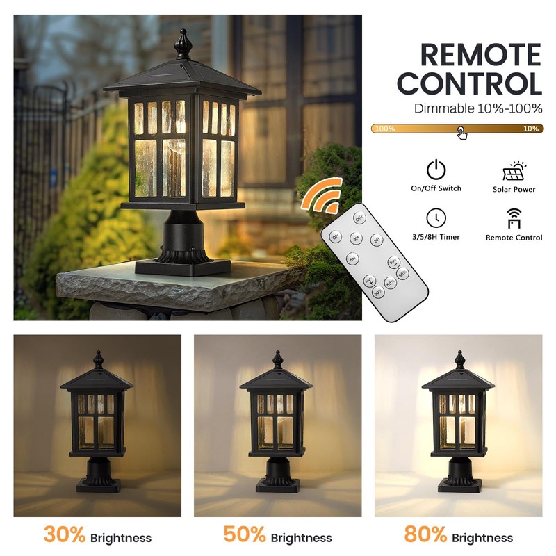 zeyu 19 Inch Solar Post Light with Pier Mount, Modern