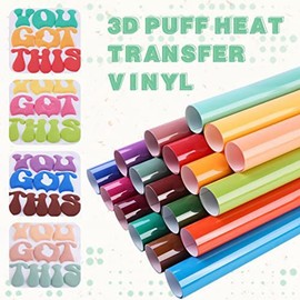 AWAOVV 18 Sheets 3D Puff Vinyl Heat Transfer, 12"x10" 3D Puff HTV Heat Transfer Vinyl, Puffy HTV Vinyl for T-Shirts DIY Heat Cloth