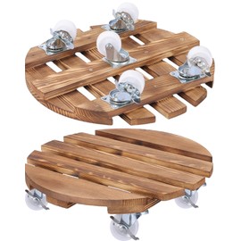 Yonscess 2 Pack Plant Caddy with Wheels Heavy Duty, 12 Inch Rolling Plant Stand with 5 Wheels, Thicken Wood Plant Dolly for Indoor Outdoor Use,Round Plant Rollers Tray for Large Plants & Pots