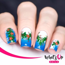 Whats Up Nails P047 Poinsettia Garland Water Decals Sliders for Nail Art Design