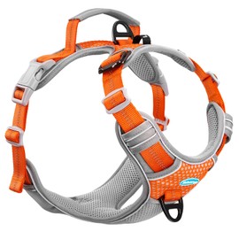 ThinkPet Dog No-Pull Sports Harness with Handle, for Medium and Large Dogs, Adjustable, Easy to Wear, Breathable, Reflective Material, Easy to Rule Back and Front Clips, Less Burden on Your Body