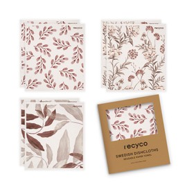 RECYCO - Juego de 6 paños de cocina suecos lavables al por mayor, toallas de papel de limpieza reutilizables de celulosa, absorbentes, paños de cocina, 7 pulgadas de largo x 8 pulgadas de ancho,