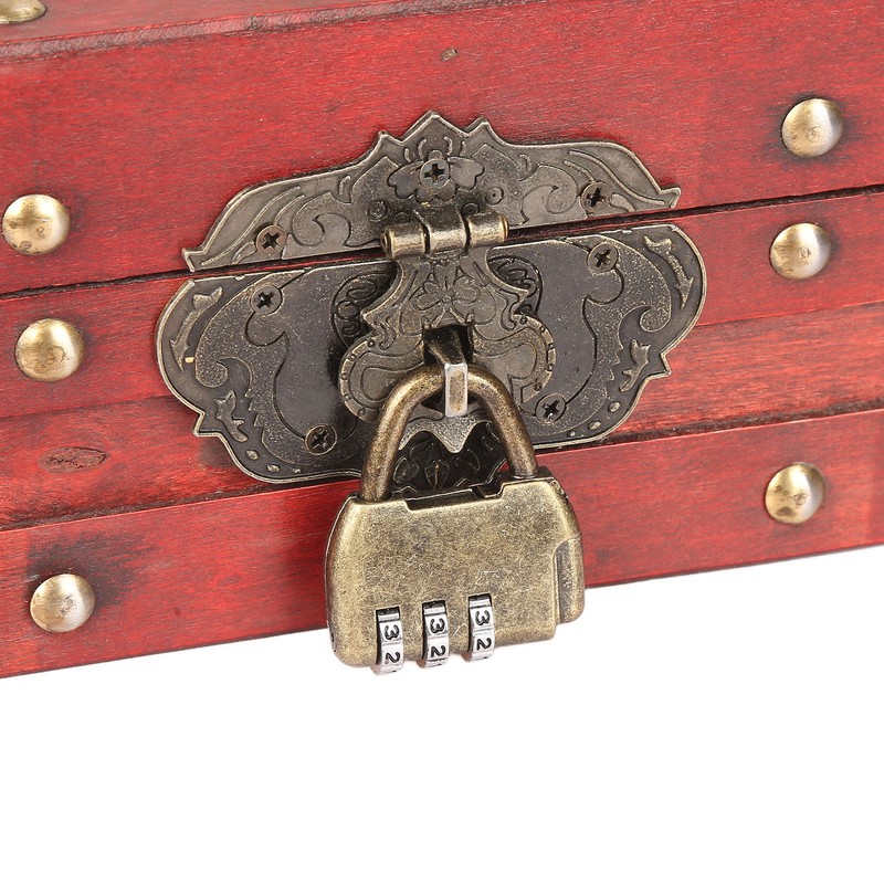 Antique Storage Box with Lock Wooden Document Box for Cosmetic