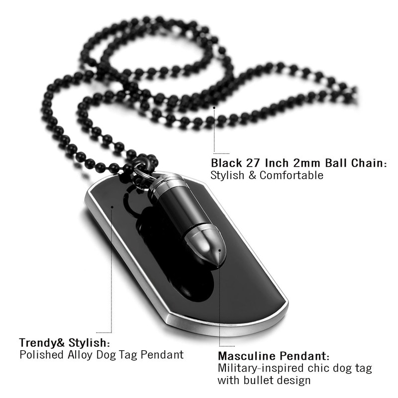 Cupimatch Mens Biker Alloy Bullet Military Army Style Dog Tag