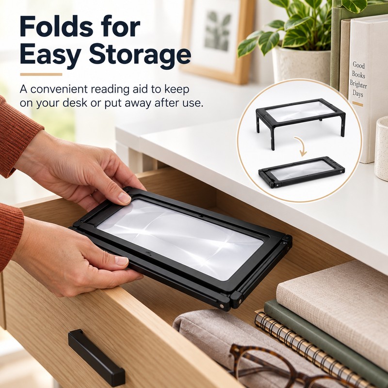3X Full-Page Magnifier for Reading – Foldable Desktop Design with