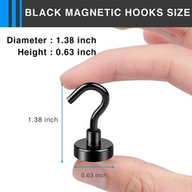 LOVIMAG Magnetic Hooks，25Lbs Magnets with Hooks for Cruise, Black Magnetic Hooks for Hanging, Fridge, Classroom, Refrigerator, Ceiling, Office, Kitchen. Grill, Garage-30Pack