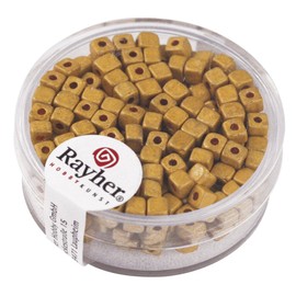 Rayher 14308162 - Cubo Metallizzato Opaco, 3,4 mm, Barattolo da 15 g, Giallo Oro