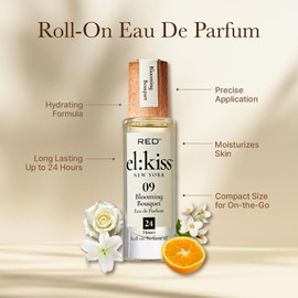 EL:KISS Roll On Perfume, Blooming Bouquet Inspired by Miss Dio. Eau de Parfum 12mL (.40 Fl Oz), Hydrating & Long-Lasting, Alcohol-Free & Mineral Oil-Free, Infused with Jojoba, Argan & Coconut Oil
