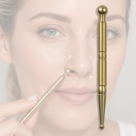 SADIKALO Copper Nose Wand - Brass Alloy Nose Wands Copper Wand Acupressure Tool Dual Tip Facial Massage Stick for Pressure Point Relaxation