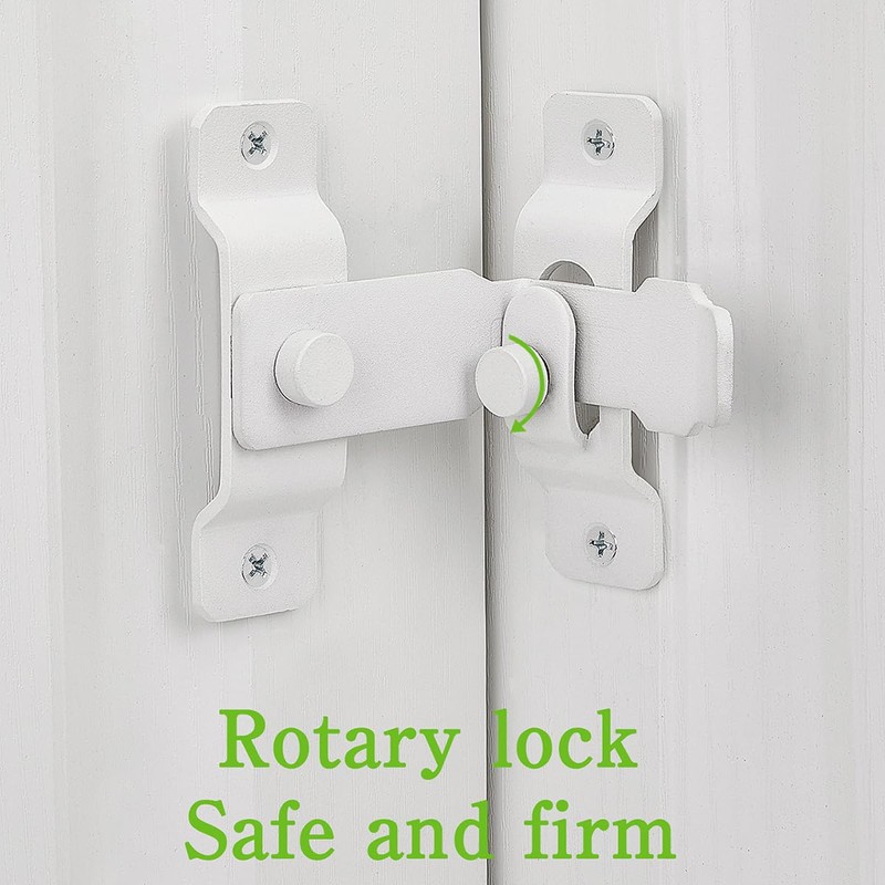 Wocoe 90 Degree Flip Door Sliding Latch, Matte White Stainless