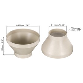 PATIKIL 8" (200mm) to 4" (110mm) Duct Reducer Connector, Heating Cooling Ventilation Tube Fire-Resistant Increaser Adapter Pipe Fitting for Vent System