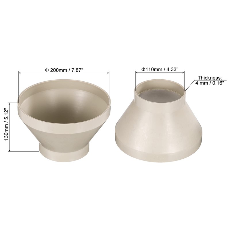 PATIKIL 8" (200mm) to 4" (110mm) Duct Reducer Connector, Heating