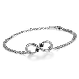 Cupimatch Women's Infinity Heart Bangle Bracelet Made of Stainless Steel Love Hearts Bracelet Gift for Women Girls, Stainless Steel, Cubic Zirconia