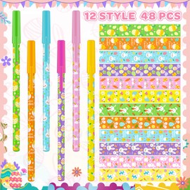 Faccito 48 Pcs Easter Pens with Notebooks Easter Bunny Party Favors Easter Pens Notepads Bulk Spring Easter Decorations Easter Eggs Rabbit Gifts for School Classroom Prizes Easter Party Supplies