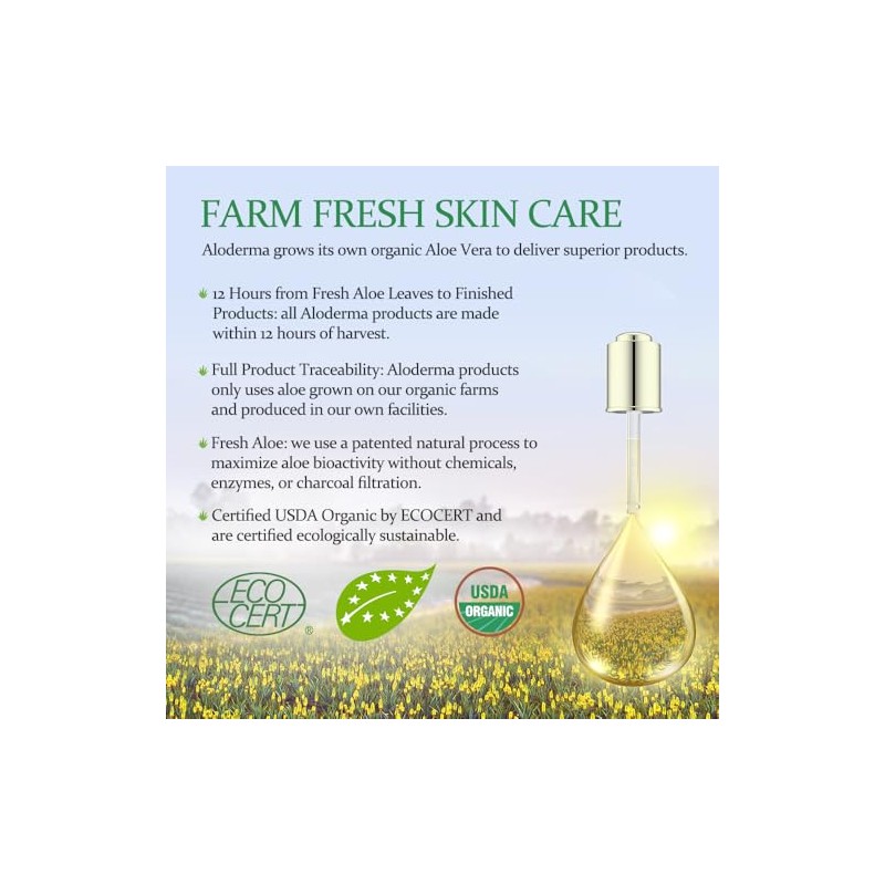 Aloderma Pure Aloe Vera Gel - Soothes and Hydrates Dry,