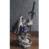 Legendary Silver Sorcerer Dragon Carrying Orb and Sword Letter Opener