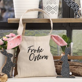 Jute and Velvet Bag with Ears, Alternative Easter Nest in Easter Bunny Design, High-Quality Reusable Gift Packaging, Easter Basket for Filling