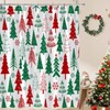 UPUMKSK Christmas Tree Shower Curtain Red Green Xmas Tree Snowflake