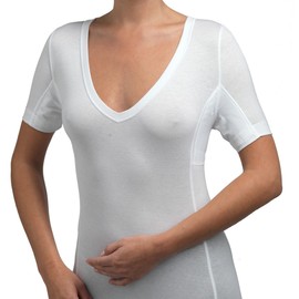 laulas Extreme anti-sweat shirt with additional protection thanks to interchangeable suction pads - for very large sweat stains - Swiss quality, White