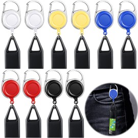 10 Pieces Retractable Lighter Clip Assorted Color Lighter Holder Keychain with Clip Classic Lighter Cover, Single Clip for Convenience, Black, White, Red, Blue, Yellow