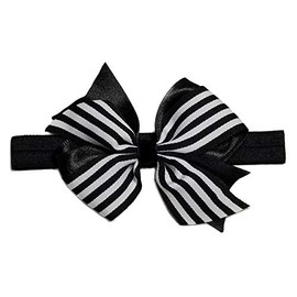 EmilyRose Couture Ribbon Twist Hair Bows (Large Headband, Black Stripes)