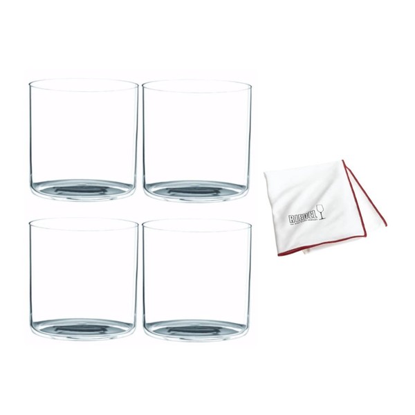 Riedel O Wine Water Tumbler (4-Pack) with Polishing Cloth Bundle
