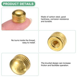 M METERXITY 8-Pack Threaded Cap Nuts, M4x11mm Screw Caps for Light Fixture, Female Knurled Knob Nut for Ceiling Light Cover Replacement/Decorative Lamp Parts, Acorn Screw Top [Bright Gold]
