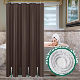 Biscaynebay - Cortina de ducha de tela o forro de 72 x 72 pulgadas, cortinas de baño de damasco repelente al agua café a rayas lavables a máquina