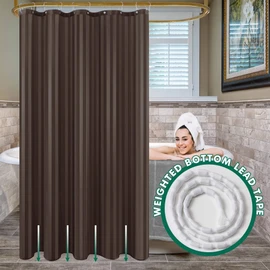 Biscaynebay - Cortina de ducha de tela o forro de 72 x 72 pulgadas, cortinas de baño de damasco repelente al agua café a rayas lavables a máquina