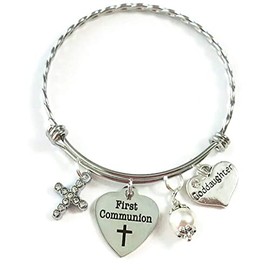 First Communion Bracelet, Communion Gift for Goddaughter, First Holy Communion Gift, Cross Jewelry, 1st Communion Charm Bracelet