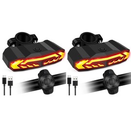 Smart Turn Signal,NineLeaf Bike Tail Light Rechargeable,Wireless Turn Signals,Back Light for Bike,IP65 Waterproof,Anti-Theft Vibration,6 Light Modes,Rechargeable,for Bicycles, Electric Bicycles,2PK