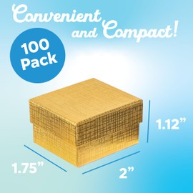 Jewelry Gift Box 100 Pieces, Cardboard Gift Boxes with Flocked Foam Ring Slot Ring box, Small Jewelry Boxes for Gifts, Ring, Earrings jewelry box for Christmas, Stores, 2 x 1.75 x 1.12 (Gold)