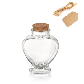 WHJY 3oz Glass Jars with Cork Lids Small Glass Jars with Label Tag and String Heart Shaped Decorative Glass Containers for Anniversary DIY Art Craft Wedding Home Decor (1)