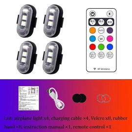 Motorcycle LED Aircraft Strobe Lights Drone Anti-collision Warning Lamp Flash Indicator With Wireless Remote Control Turn Signal:_4pcs