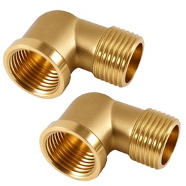 2 pieces brass 90 degree angle pipe connector, 1/2 inch, 1/2 inch female thread/male brass pipe connector, 1/2 inch angle 90 degree thread fitting with internal and external thread, water hose