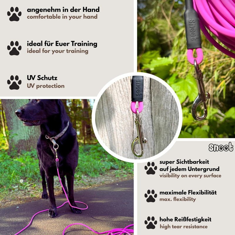 10 m Recall Lead for Dogs, Waterproof Round Lead with