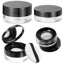 Mini Makeup Containers, 2 PCS Plastic Loose Powder Containers Refillable Cosmetic Container No Leak Travel Empty Case 0.7 Oz & 0.33 Oz Portable Makeup Powder Container with Net Sifter for Women Girls